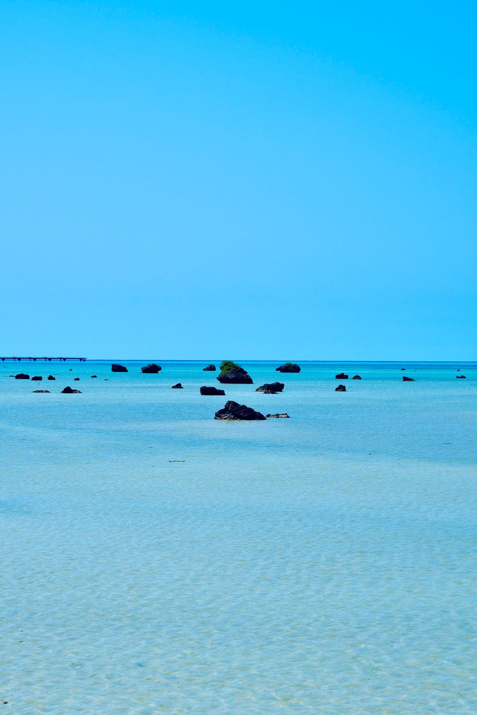 Turquoise water and rocks along the Okinawa coast, Japan